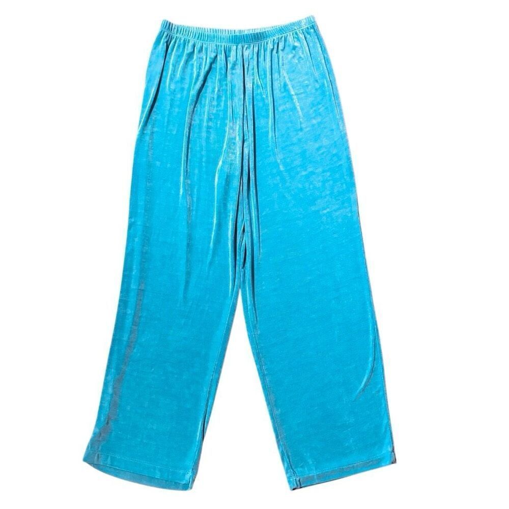 Slinky Brand P1X Pants Aqua Blue No Wrinkle Pull On stretch EUC 28” inseam Petit